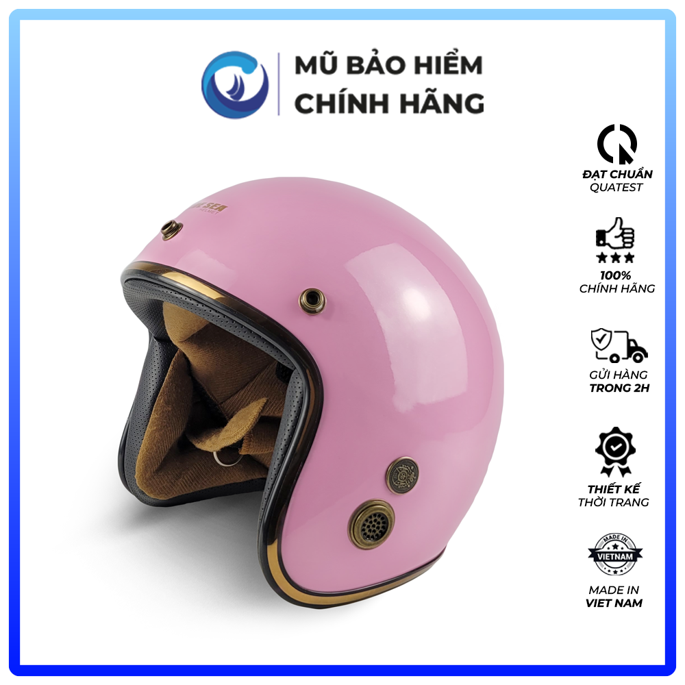 Mũ Bảo Hiểm 3/4 đầu Blue Sea BL34A101 - Kính Rời M139 - Sơn Cao Cấp - Hàng chính hãng