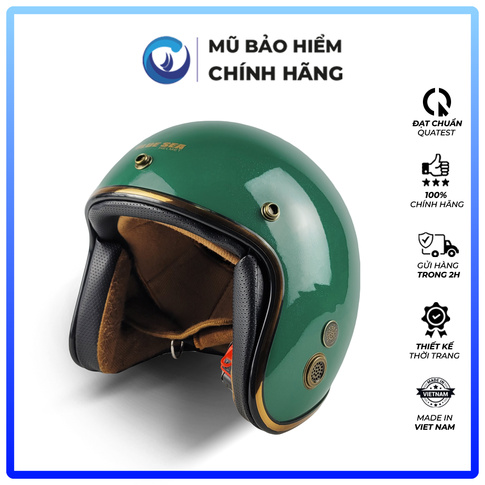 Mũ Bảo Hiểm 3/4 đầu Blue Sea BL34A101 - Kính Rời M139 - Sơn Cao Cấp - Hàng chính hãng