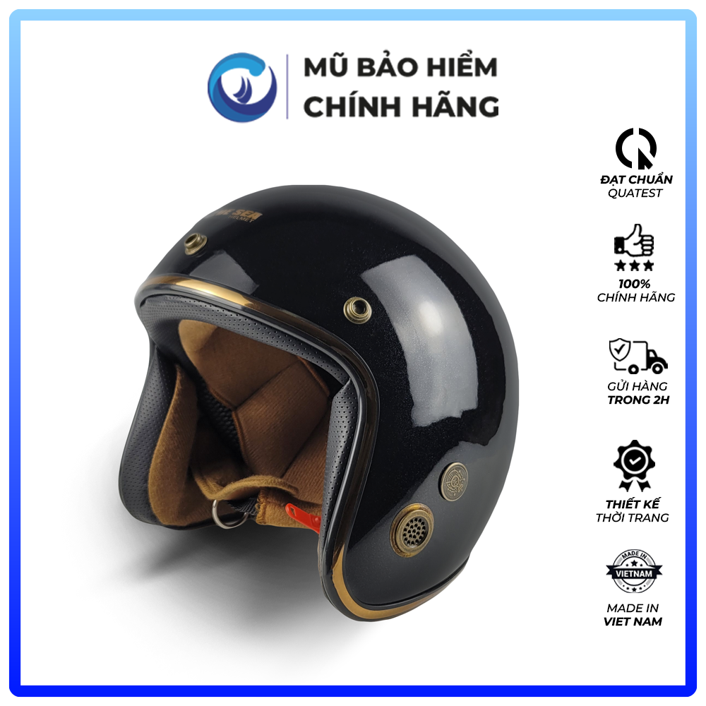 Mũ Bảo Hiểm 3/4 đầu Blue Sea BL34A101 - Kính Rời M139 - Sơn Cao Cấp - Hàng chính hãng
