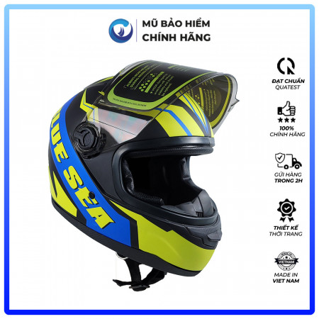 Mũ Bảo Hiểm Fullface A105 Vàng Xanh Mờ